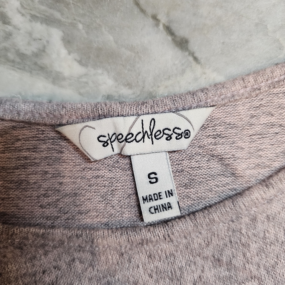 Speechless Knit Long Sleeve Tiered Babydoll Dress Size Small Heather Taupe Soft